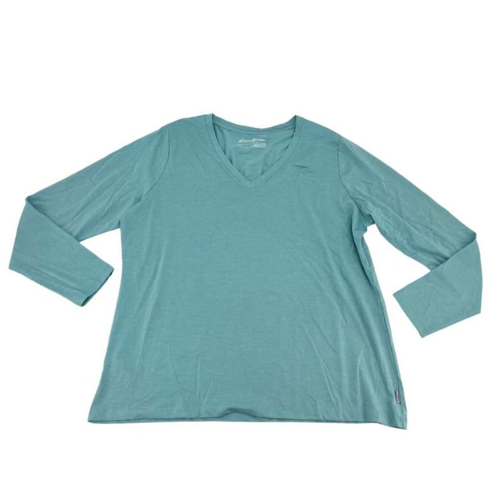Eddie Bauer | Women's Long Sleeve Shirt | Size XLarge | V-Neck | Light Blue *NEW